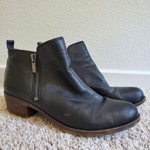 Women's Lucky Brand Black Leather Ankle Boots Size 8.5